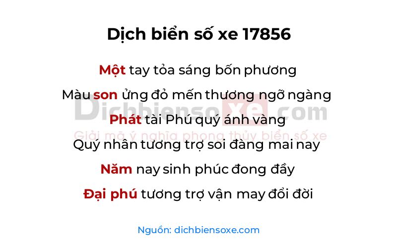 Dịch thơ biển số 17856