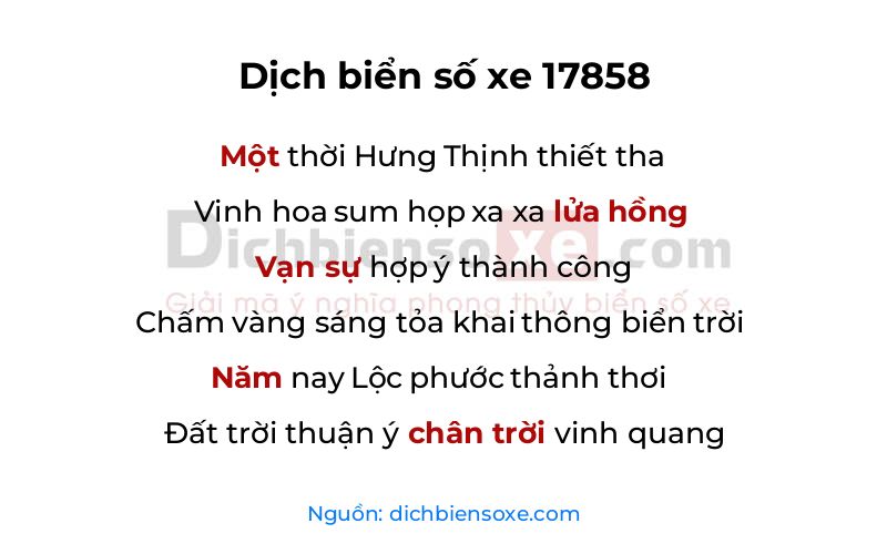 Dịch thơ biển số 17858