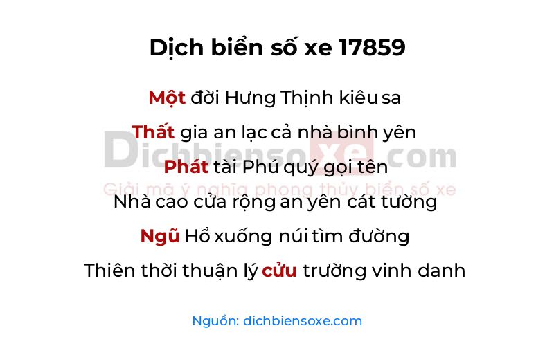 Dịch thơ biển số 17859