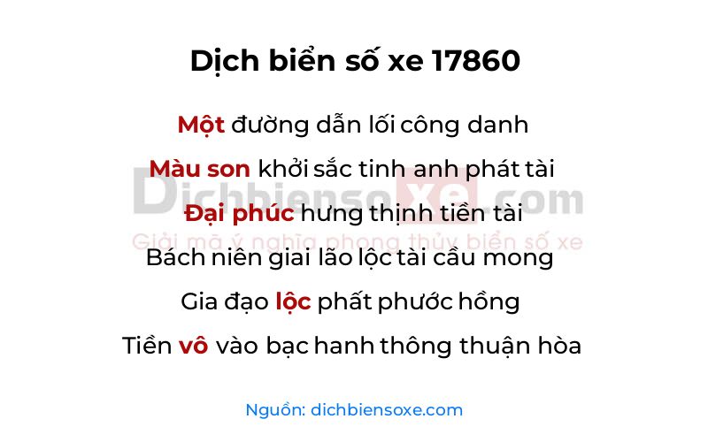 Dịch thơ biển số 17860
