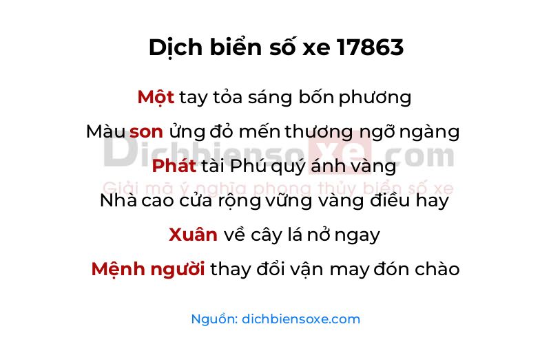 Dịch thơ biển số 17863
