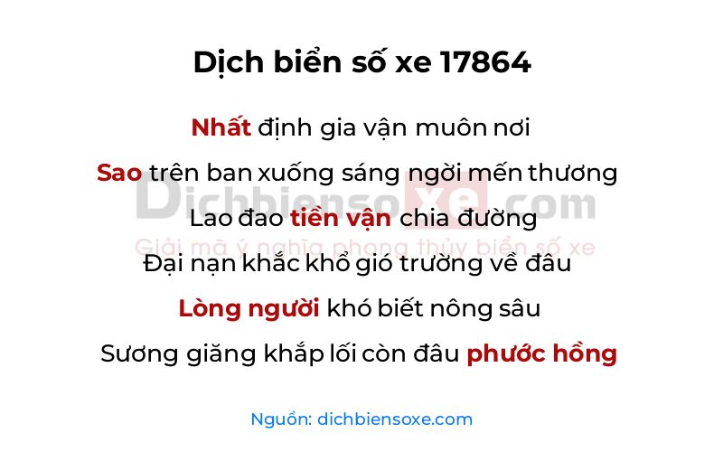Dịch thơ biển số 17864