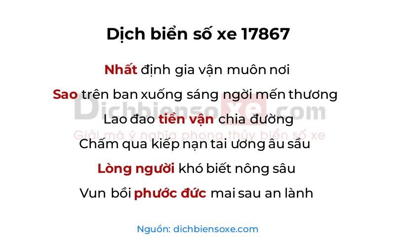 Dịch thơ biển số 17867