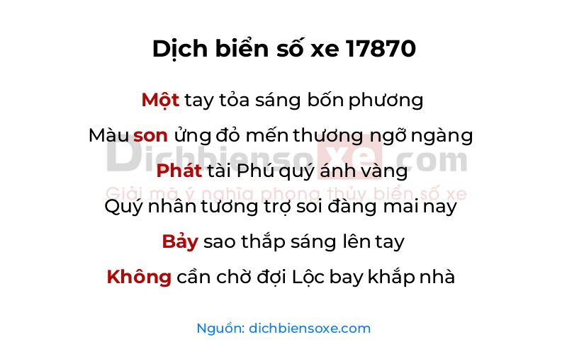 Dịch thơ biển số 17870