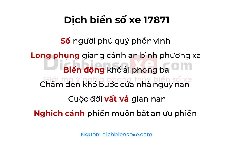 Dịch thơ biển số 17871