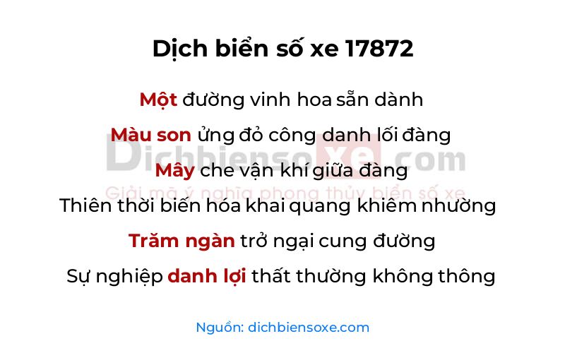 Dịch thơ biển số 17872