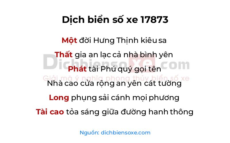Dịch thơ biển số 17873