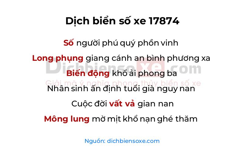 Dịch thơ biển số 17874