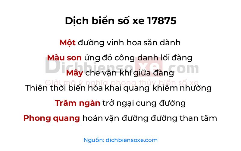 Dịch thơ biển số 17875