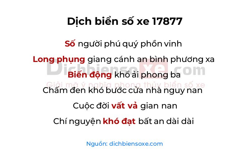 Dịch thơ biển số 17877