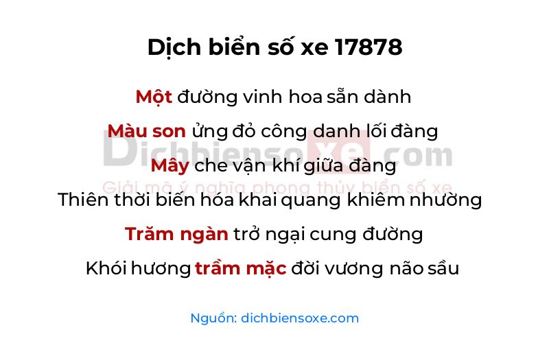 Dịch thơ biển số 17878