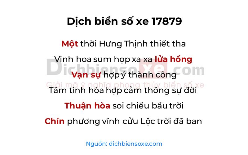Dịch thơ biển số 17879