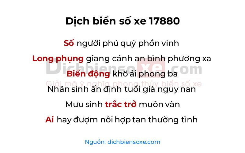 Dịch thơ biển số 17880