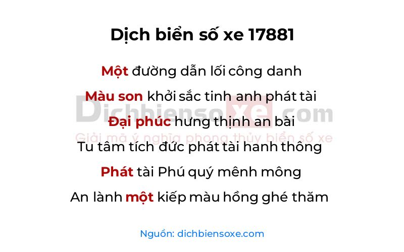 Dịch thơ biển số 17881