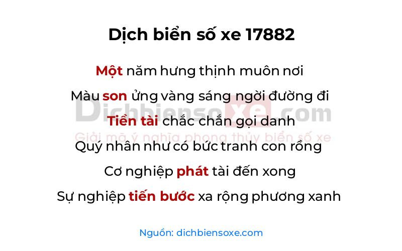 Dịch thơ biển số 17882