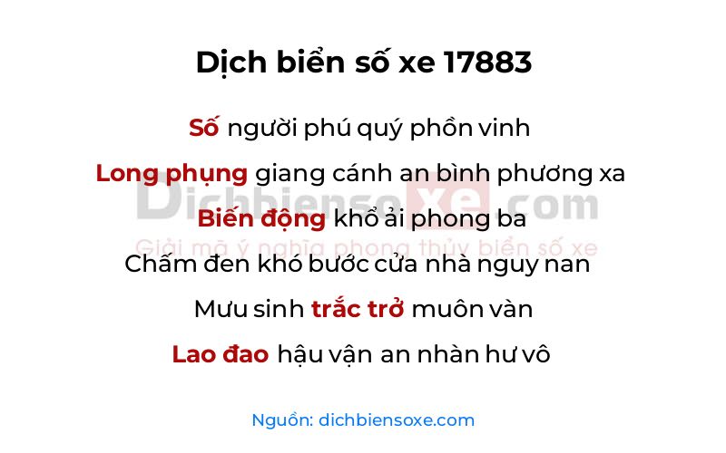 Dịch thơ biển số 17883