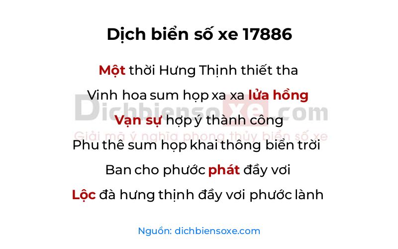 Dịch thơ biển số 17886