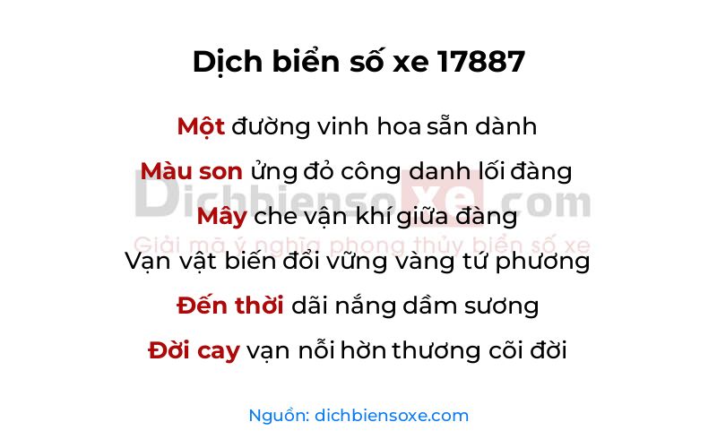 Dịch thơ biển số 17887