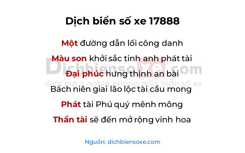 Dịch thơ biển số 17888