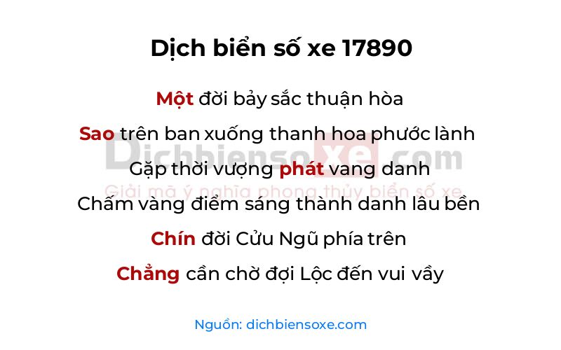 Dịch thơ biển số 17890