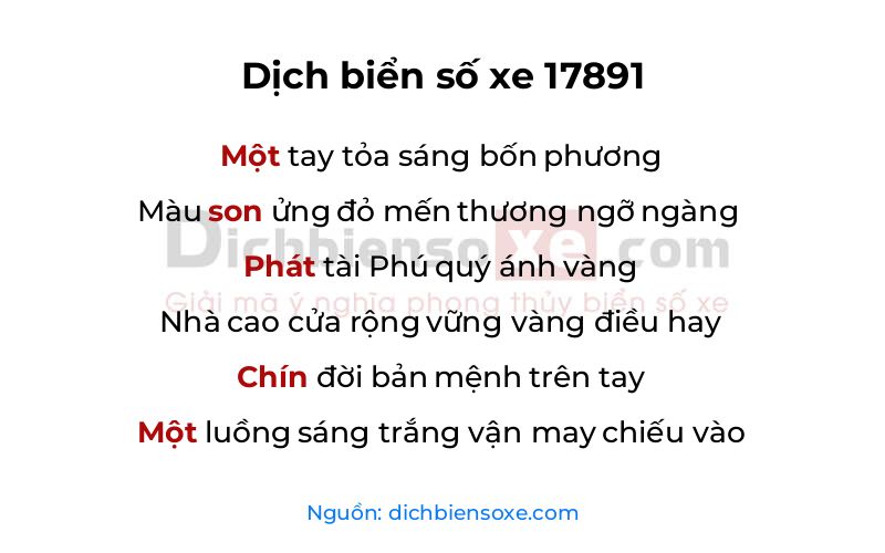 Dịch thơ biển số 17891