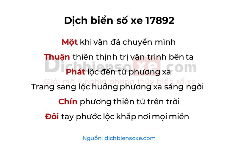 Dịch thơ biển số 17892