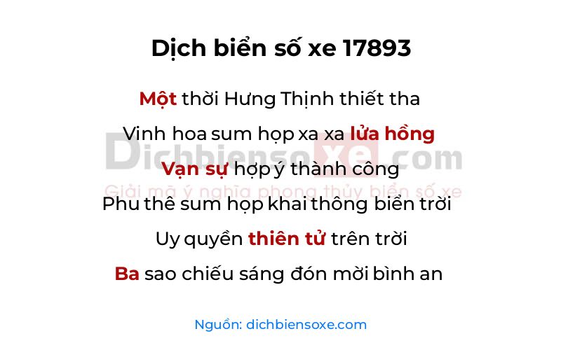 Dịch thơ biển số 17893