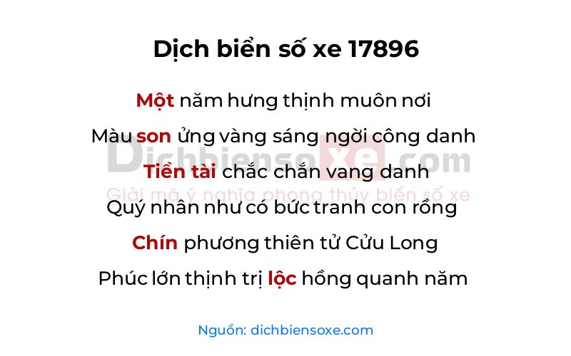 Dịch thơ biển số 17896