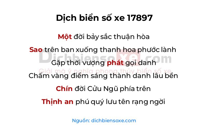 Dịch thơ biển số 17897