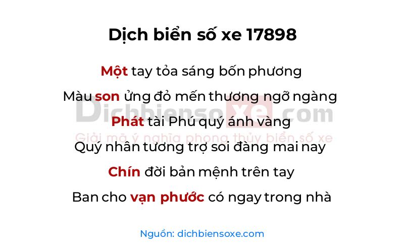Dịch thơ biển số 17898