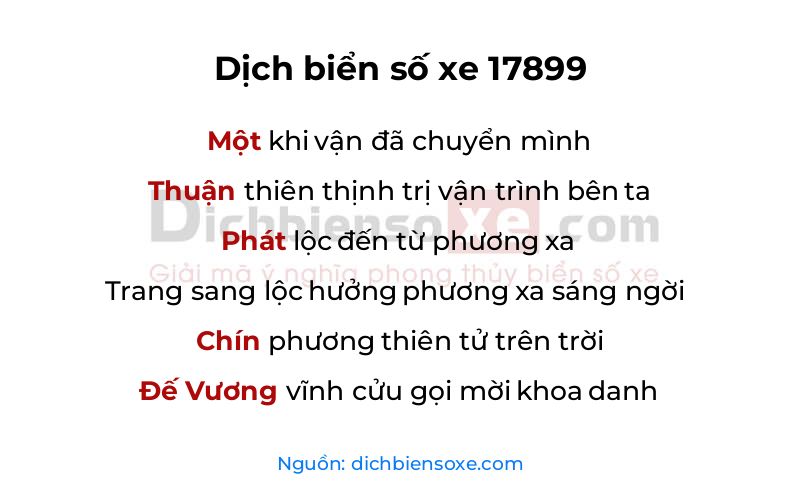 Dịch thơ biển số 17899