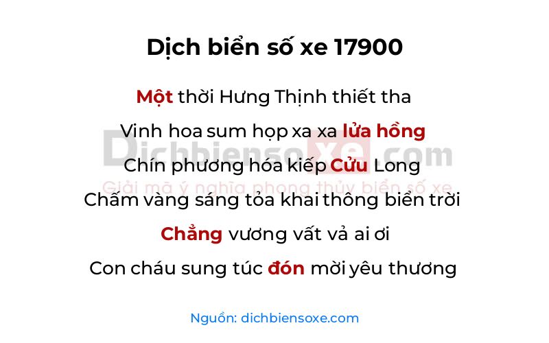 Dịch thơ biển số 17900