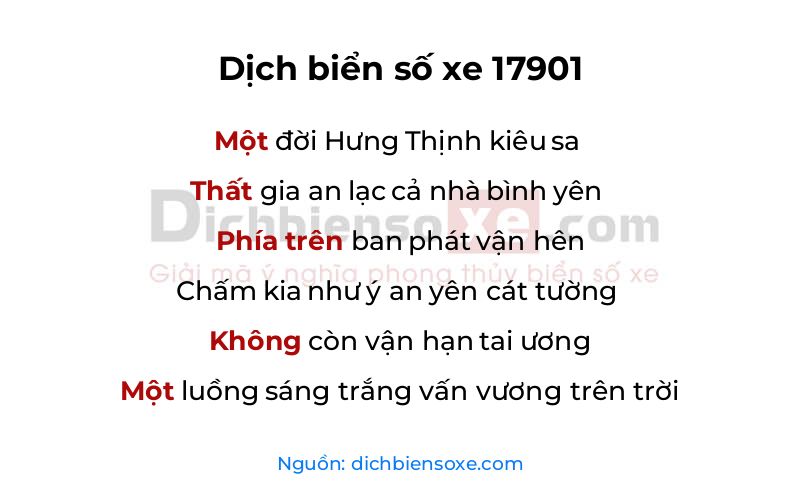 Dịch thơ biển số 17901