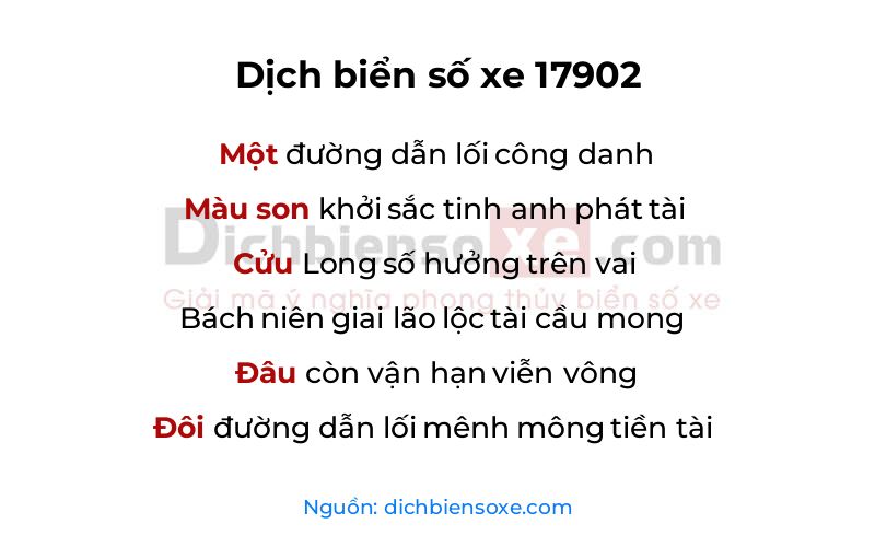 Dịch thơ biển số 17902