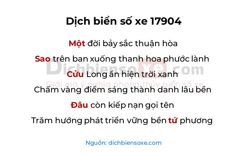Dịch thơ biển số 17904