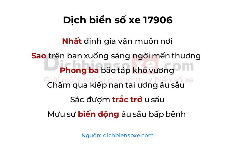 Dịch thơ biển số 17906