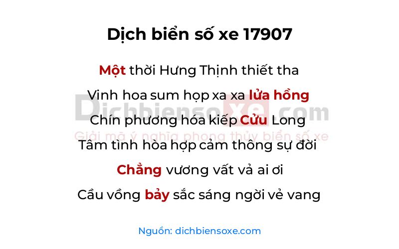 Dịch thơ biển số 17907