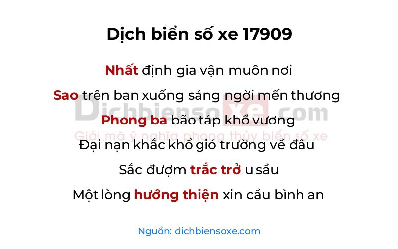 Dịch thơ biển số 17909