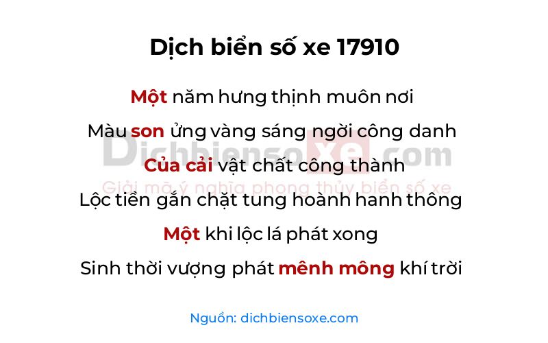 Dịch thơ biển số 17910