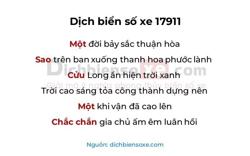 Dịch thơ biển số 17911