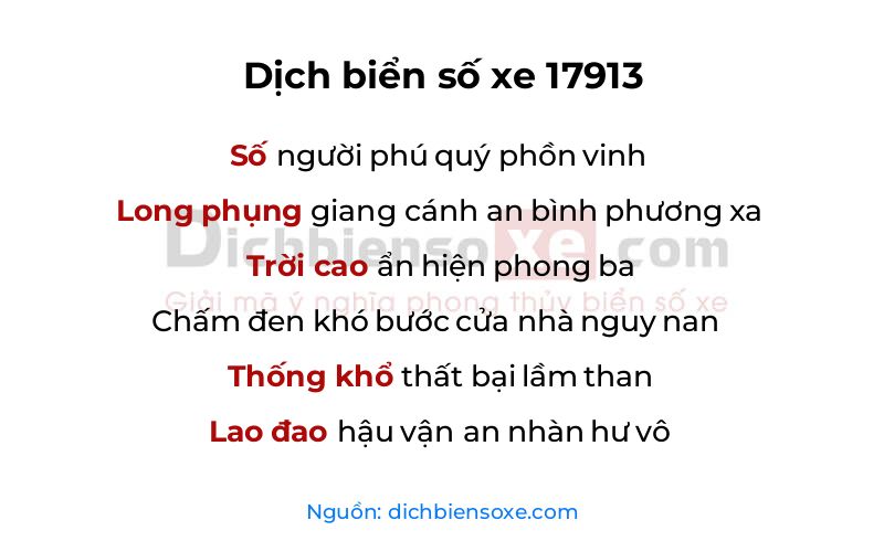 Dịch thơ biển số 17913