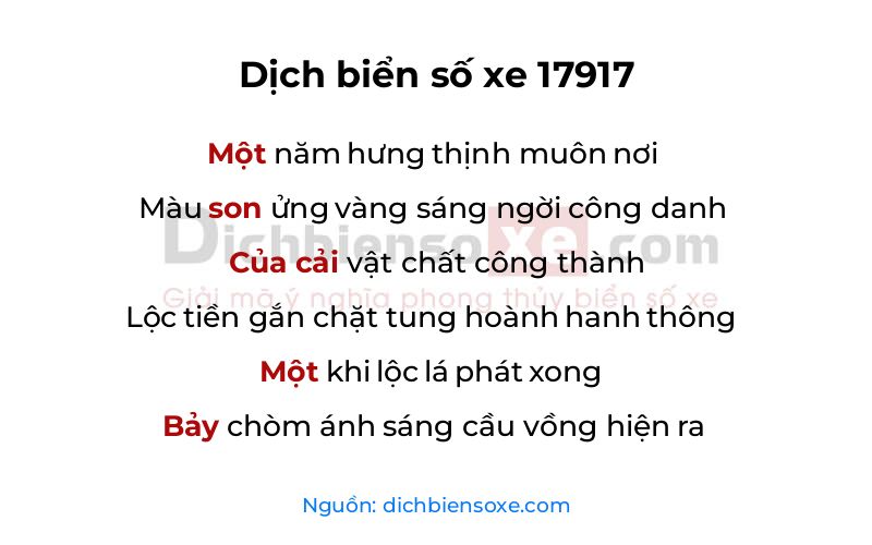 Dịch thơ biển số 17917