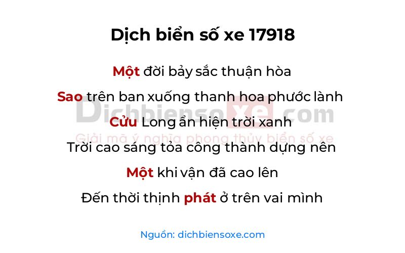 Dịch thơ biển số 17918