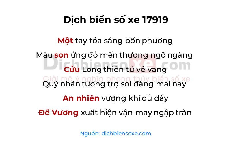 Dịch thơ biển số 17919