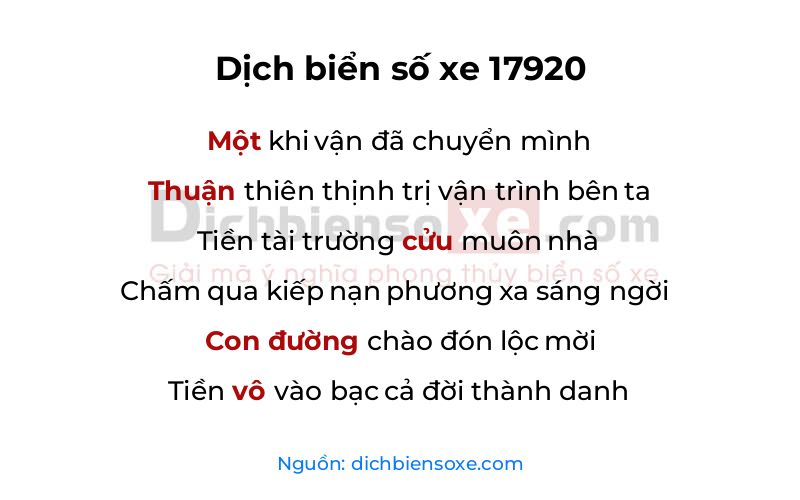 Dịch thơ biển số 17920