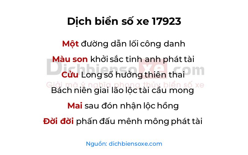 Dịch thơ biển số 17923