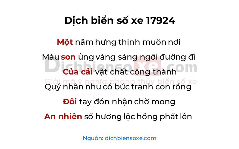 Dịch thơ biển số 17924