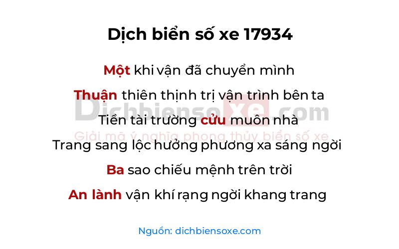 Dịch thơ biển số 17934