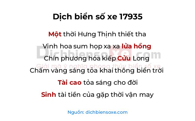Dịch thơ biển số 17935
