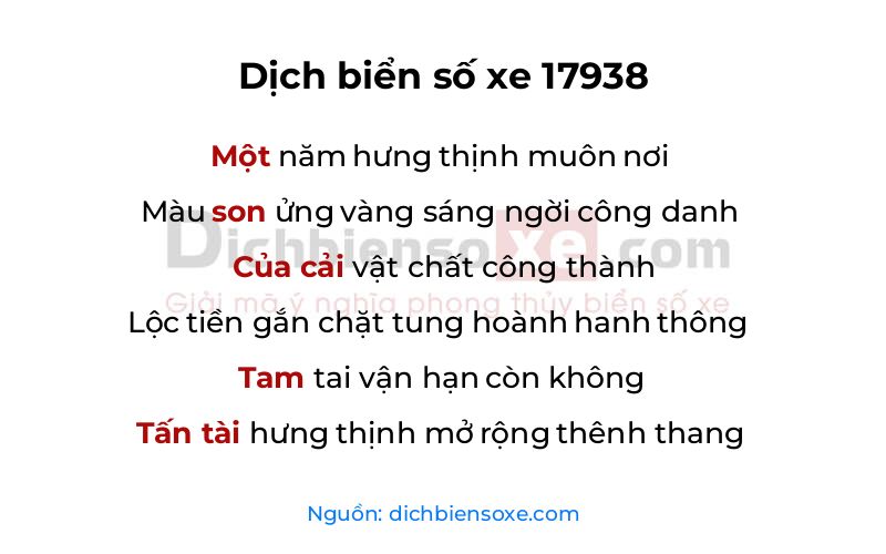 Dịch thơ biển số 17938